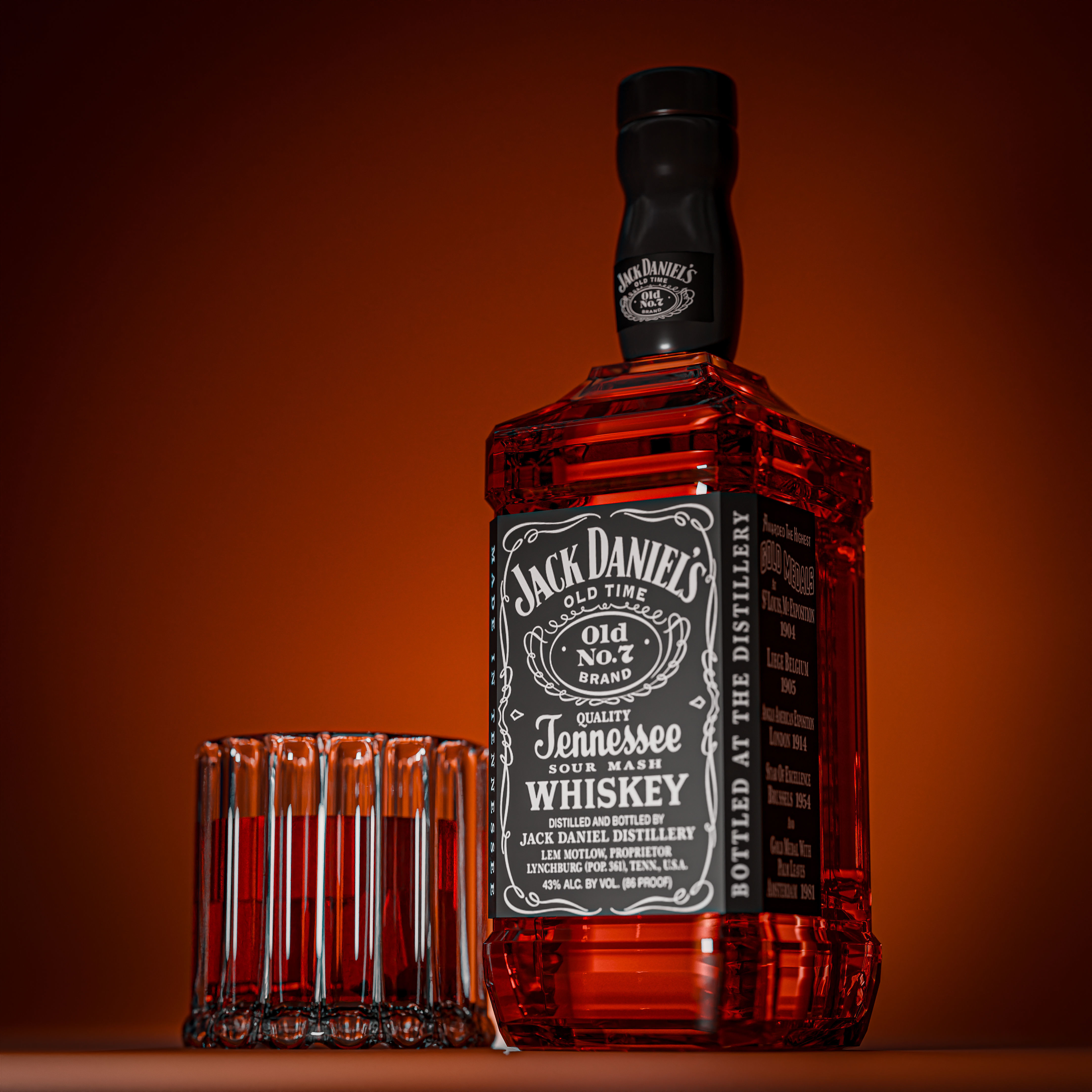 Jack Daniels bottle whisky free 3D model | CGTrader
