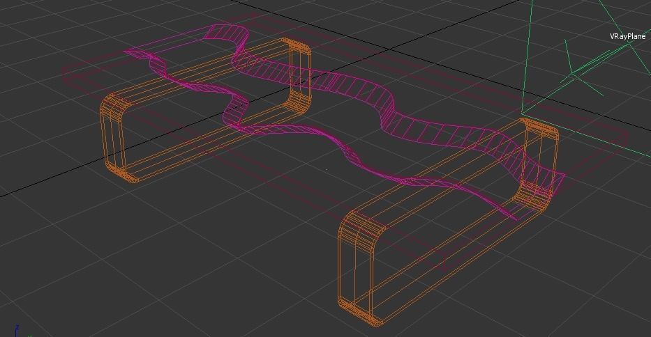 Wooden Table with Black Resin River Free 3D model_4