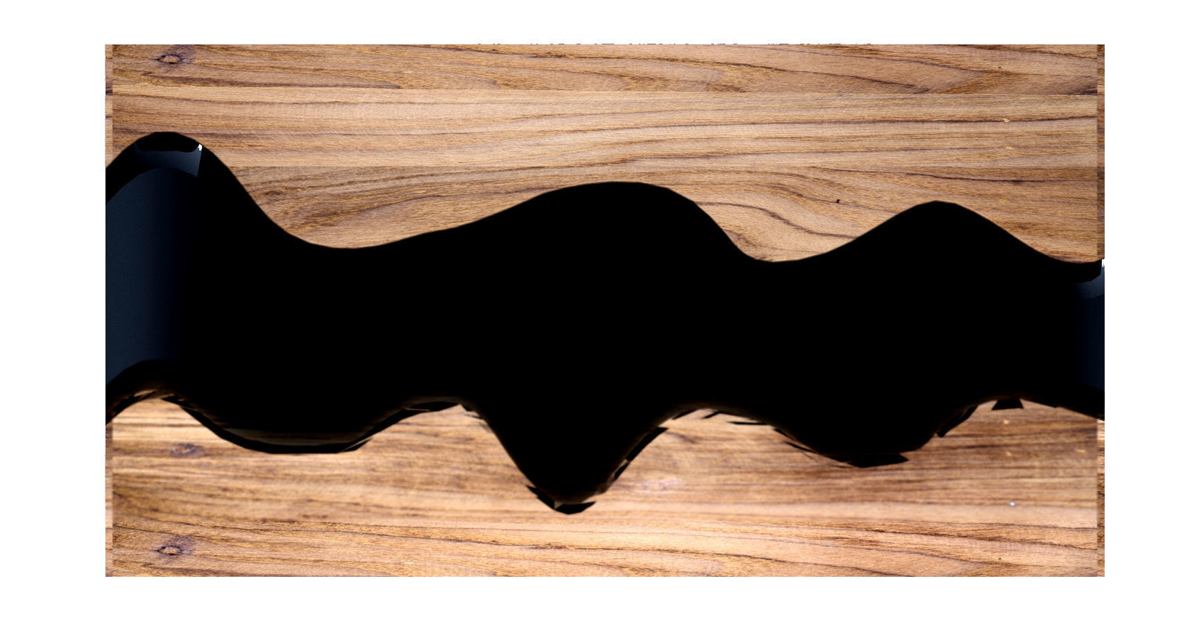 Wooden Table with Black Resin River Free 3D model_1