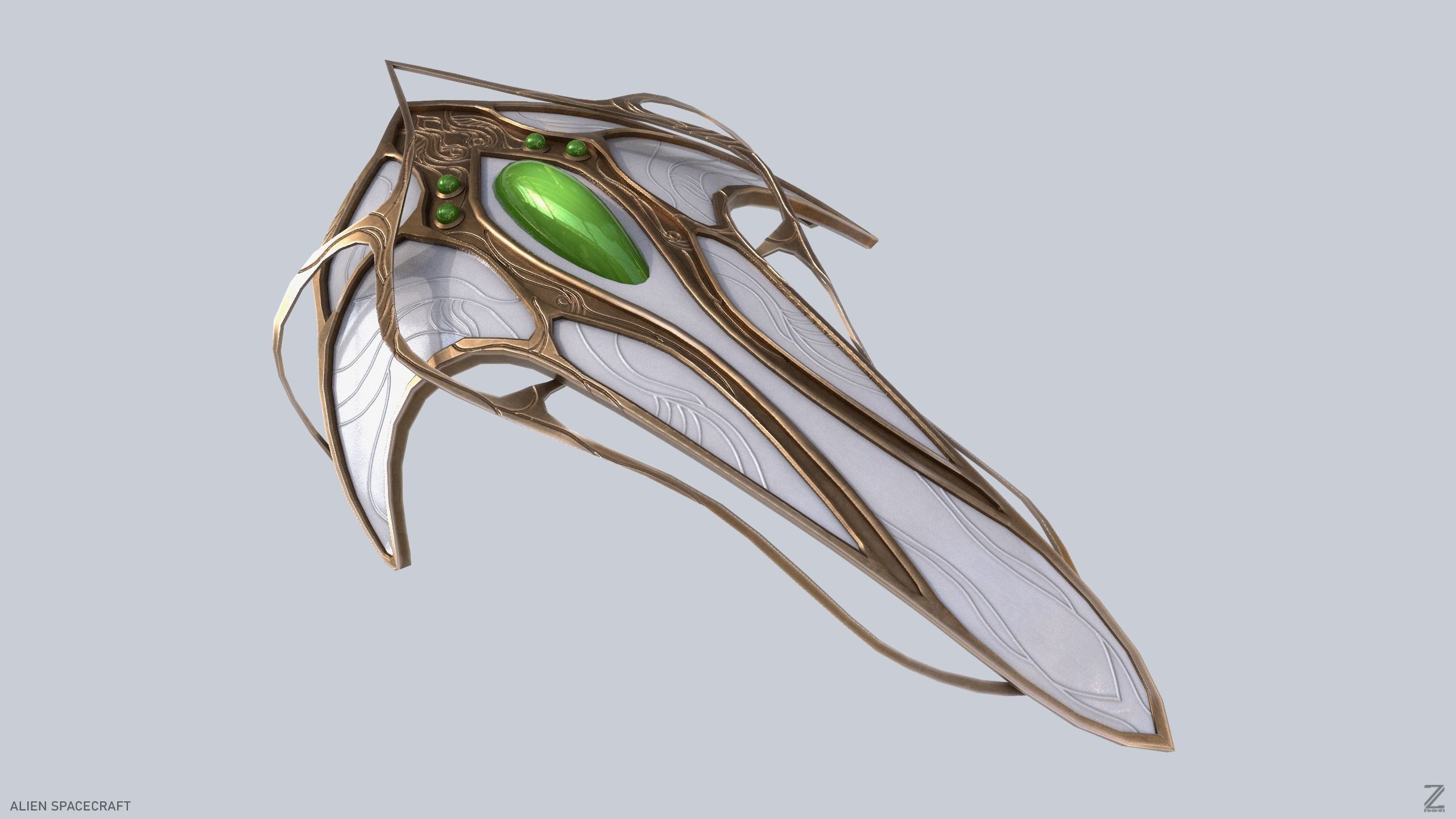 Alien spacecraft Low-poly 3D model_6