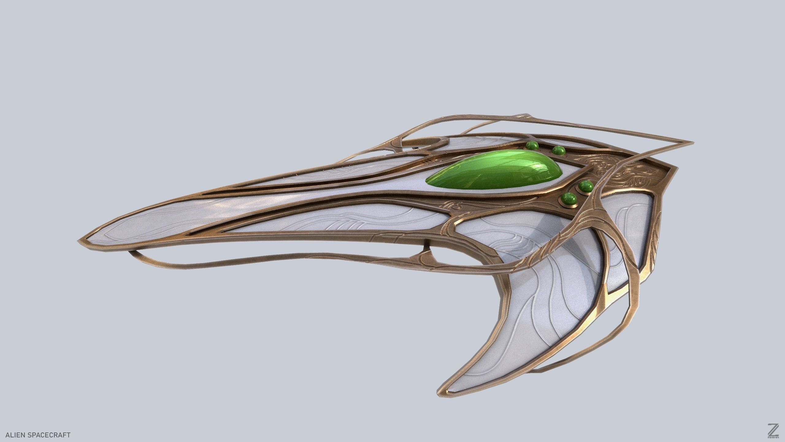 Alien spacecraft Low-poly 3D model_1