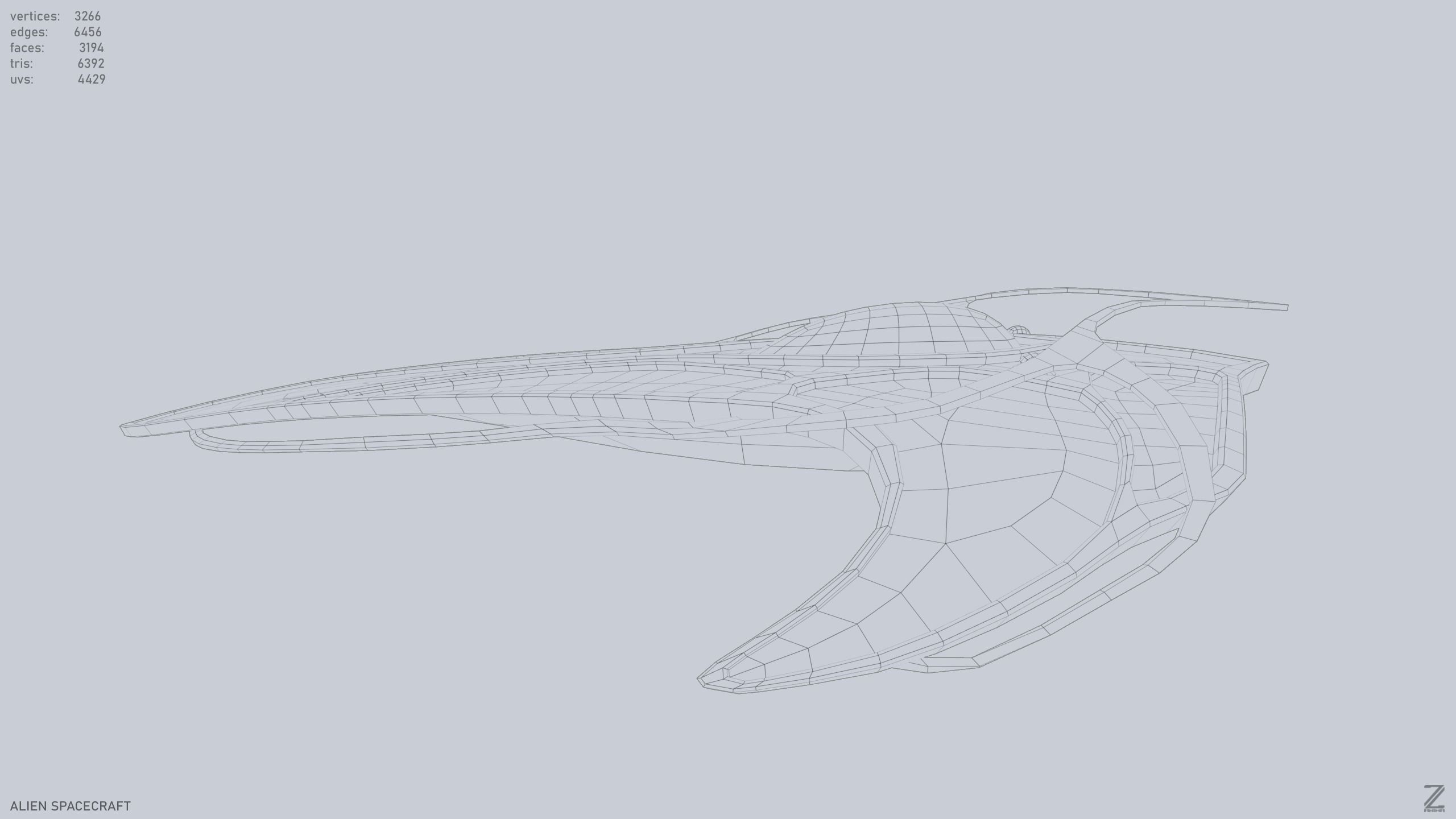 Alien spacecraft Low-poly 3D model_9