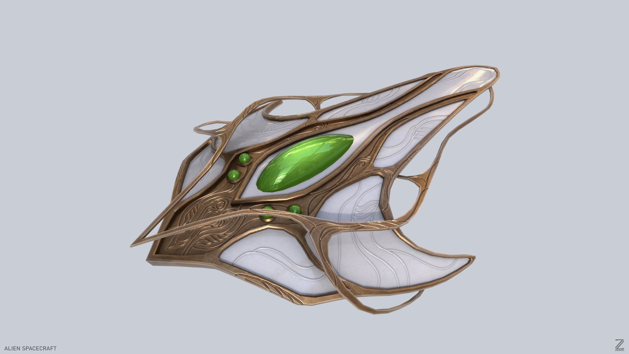 Alien spacecraft Low-poly 3D model_5