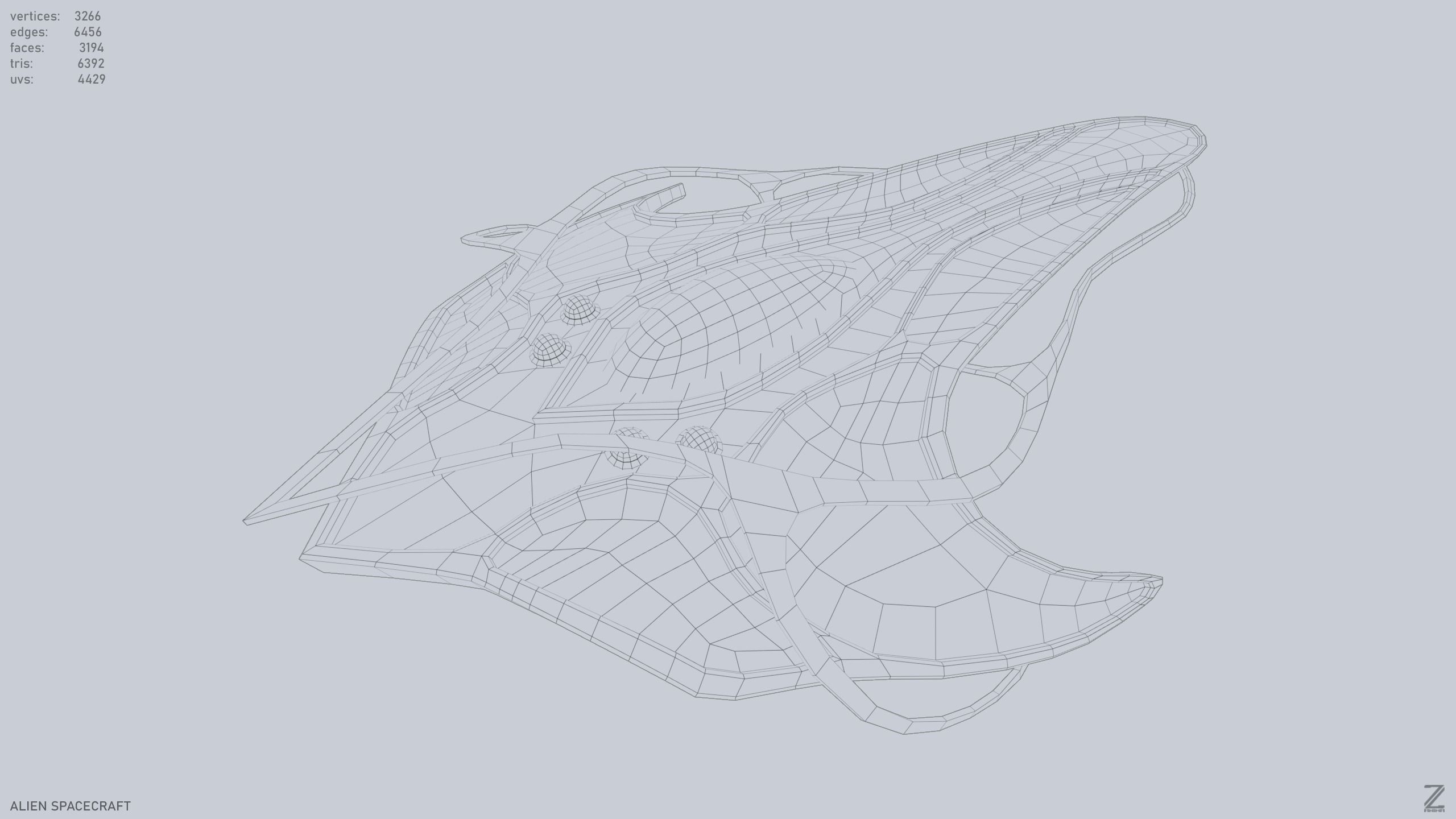 Alien spacecraft Low-poly 3D model_12