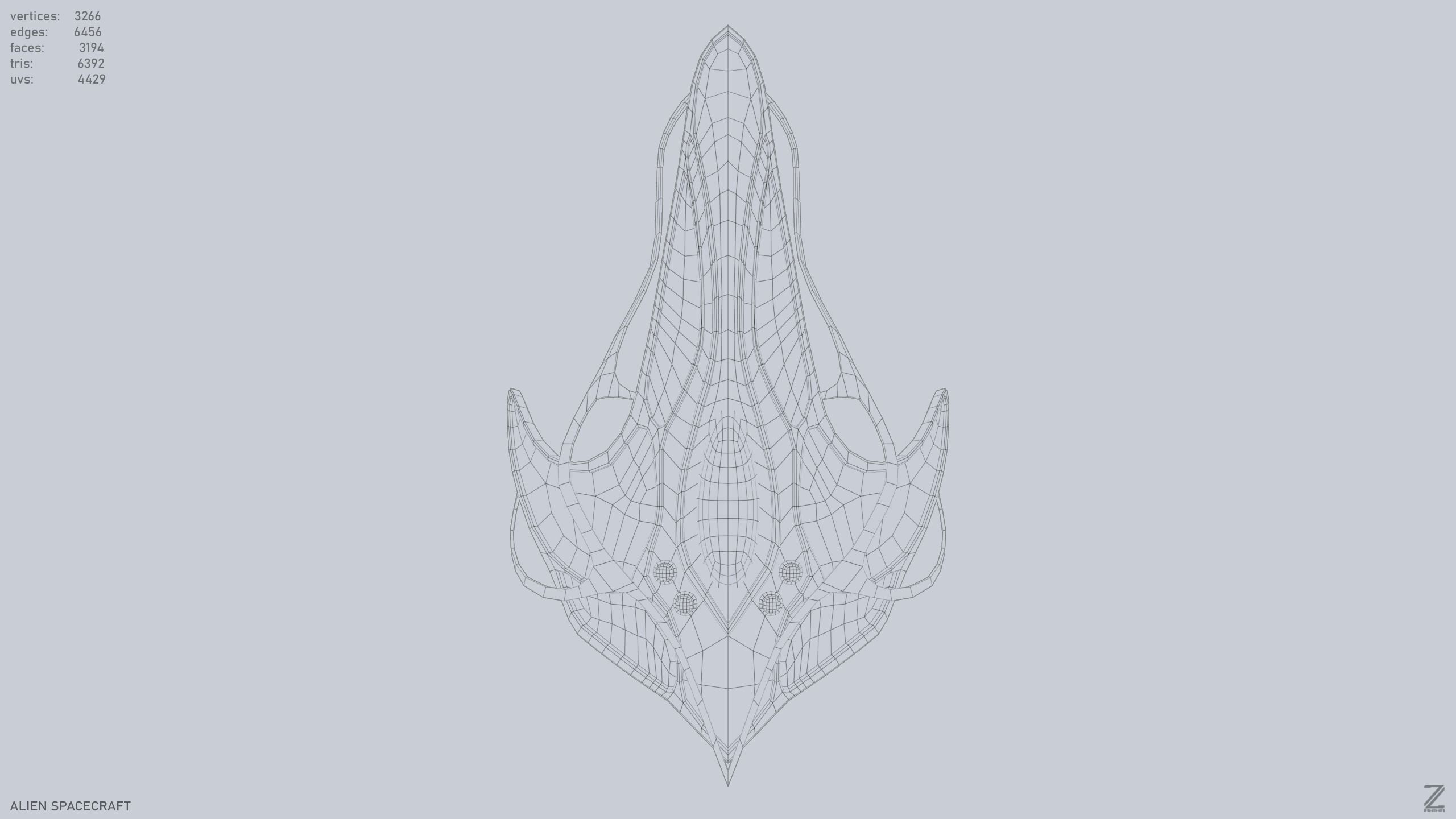 Alien spacecraft Low-poly 3D model_11