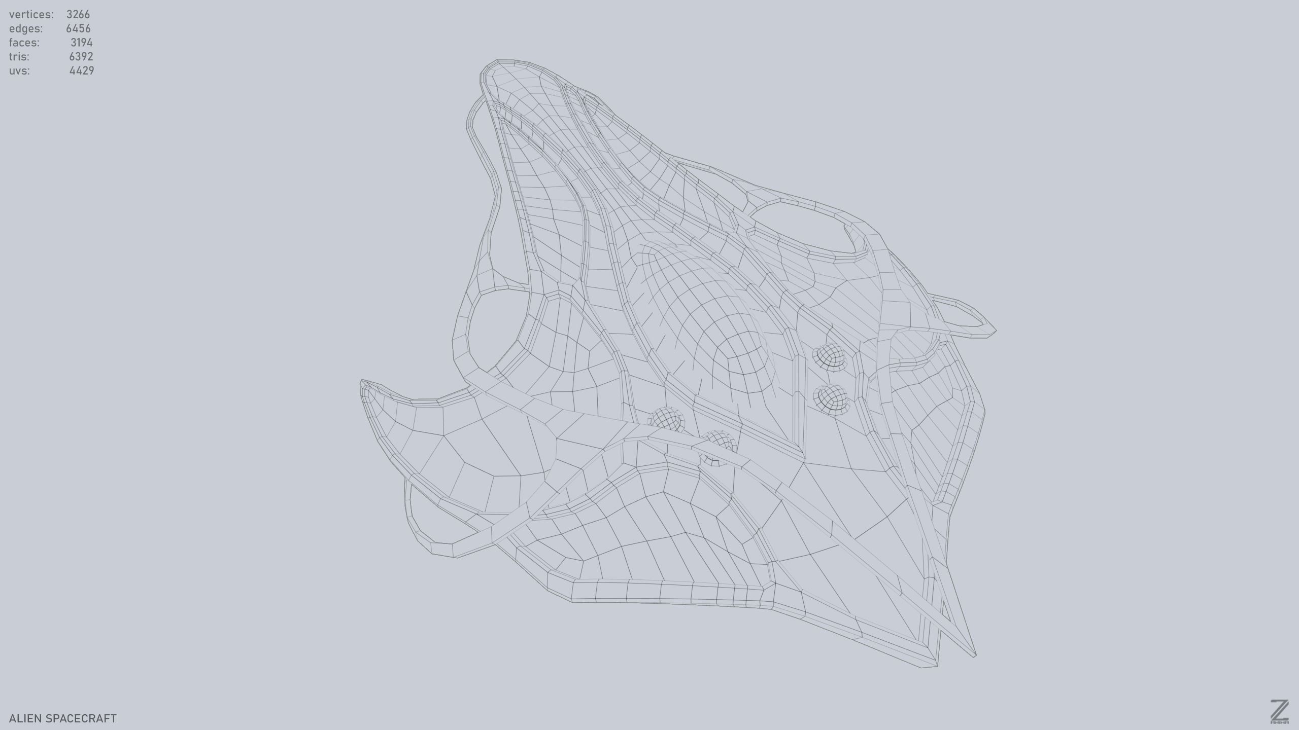 Alien spacecraft Low-poly 3D model_10