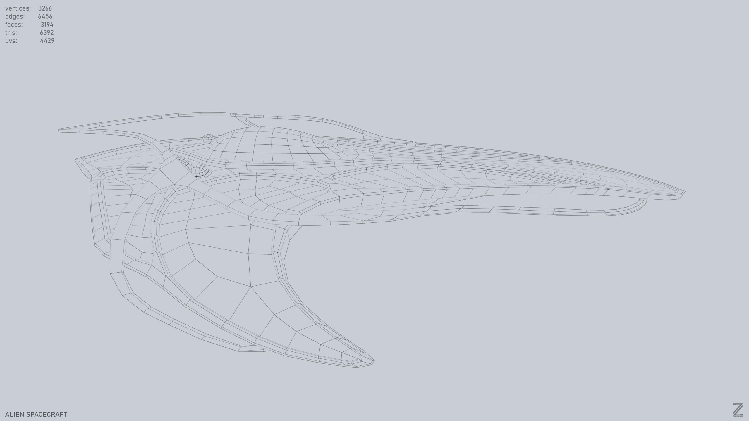 Alien spacecraft Low-poly 3D model_13