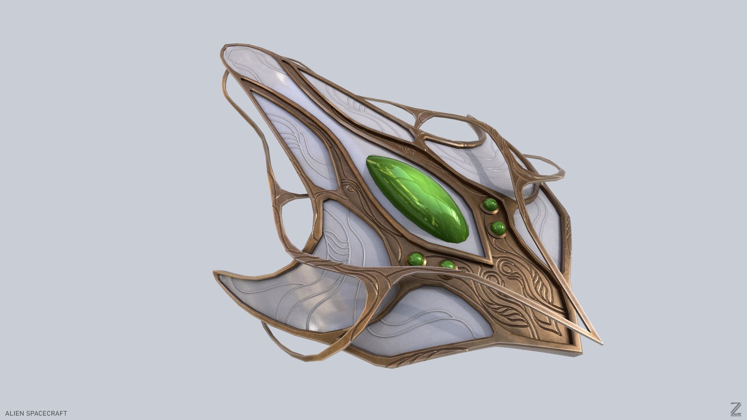 Alien spacecraft Low-poly 3D model_3