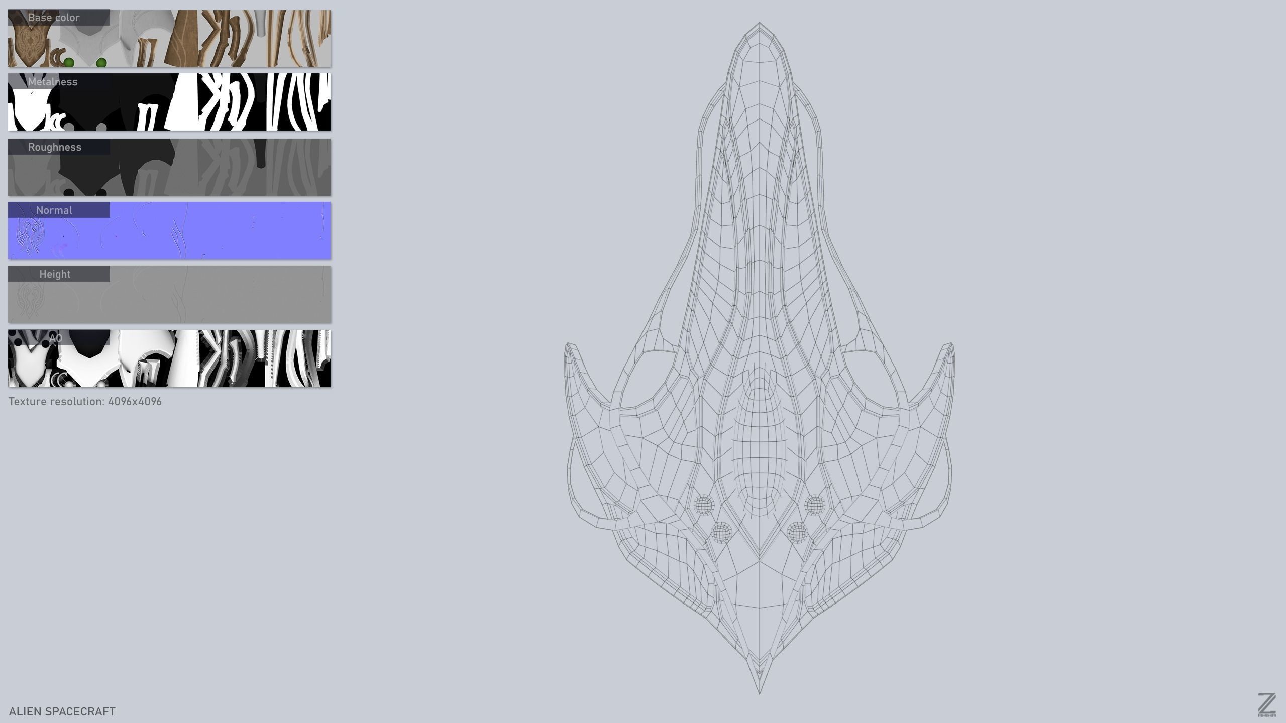 Alien spacecraft Low-poly 3D model_2