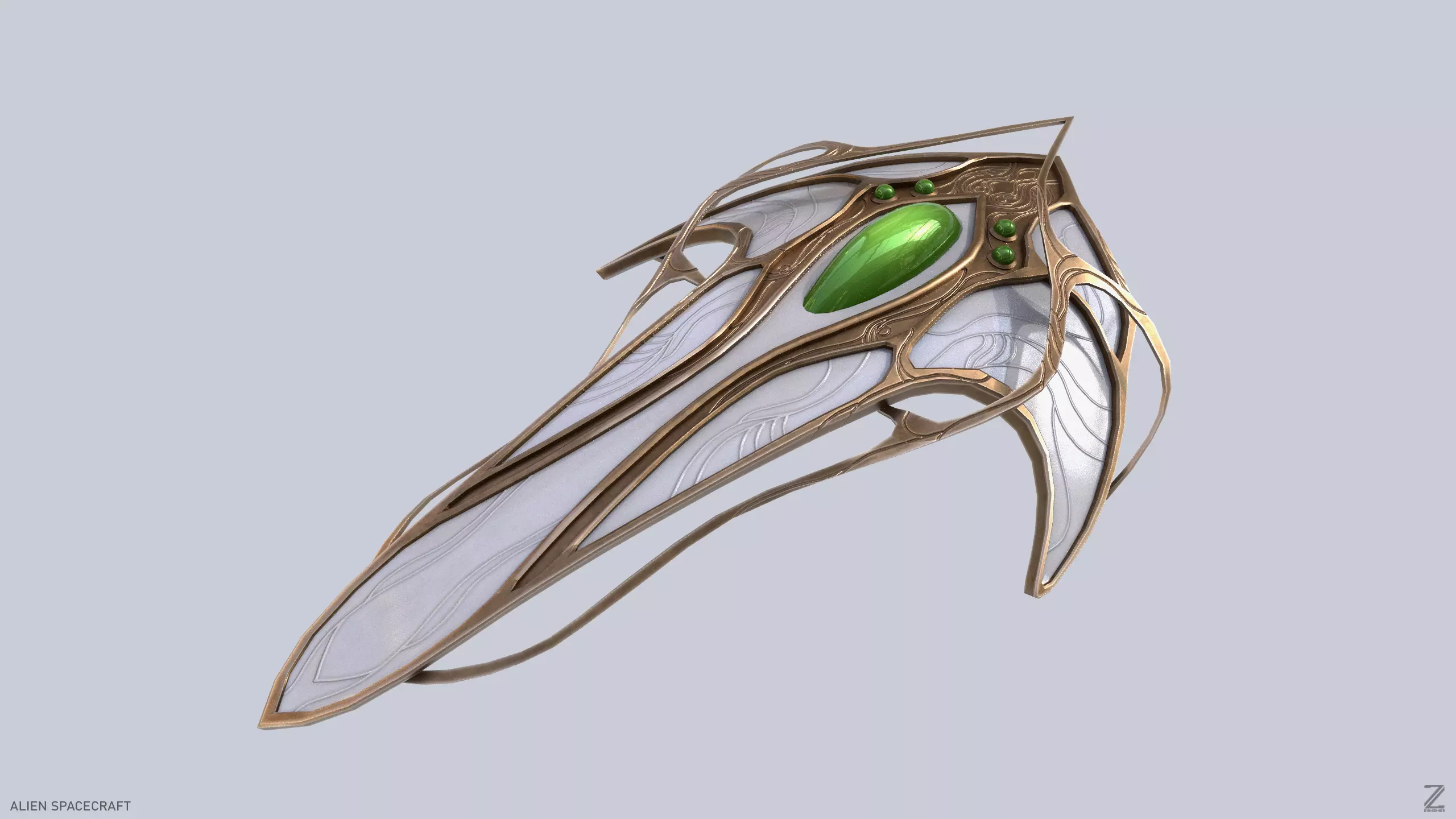 Alien spacecraft Low-poly 3D model_0