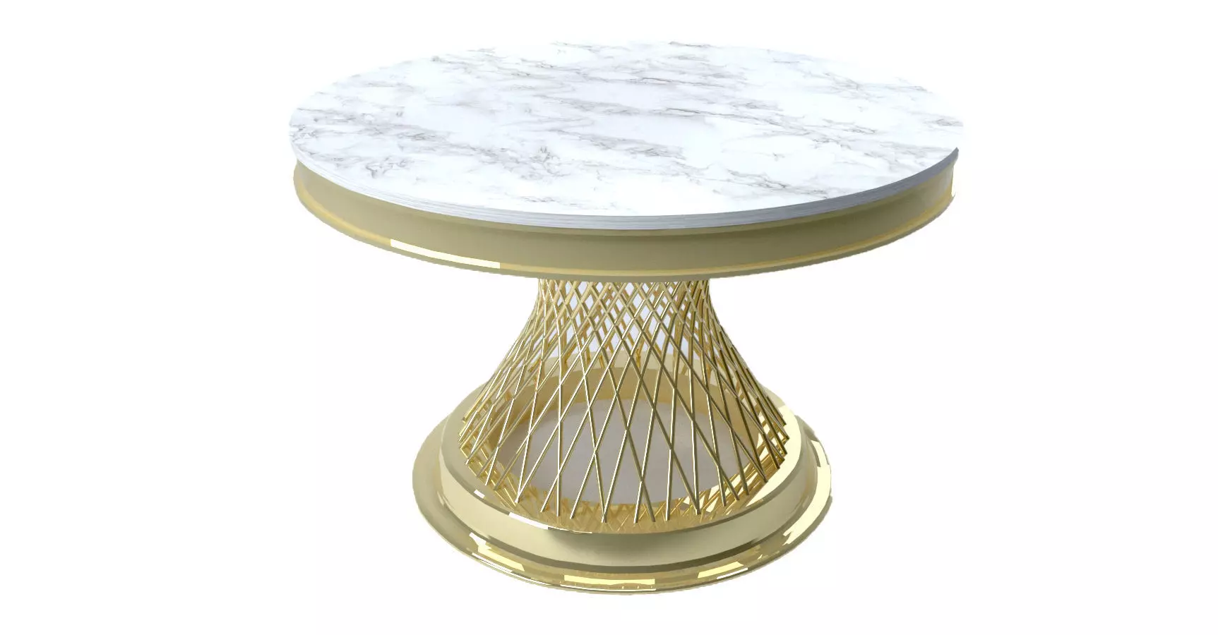White Marble Round and Gold Dining Table Free 3D model