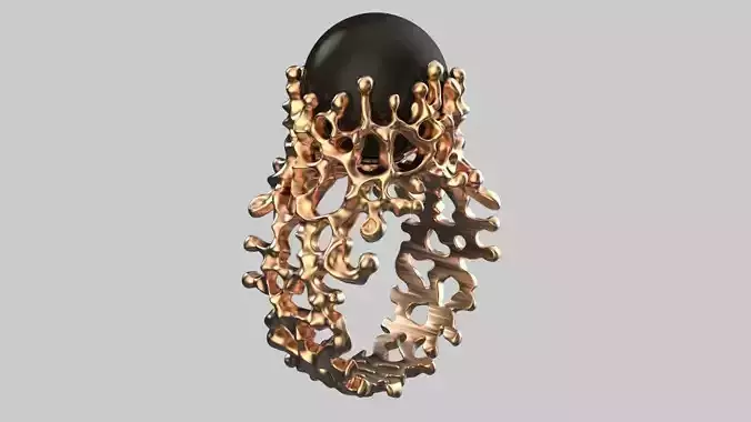 Coral Black Pearl  Ring light version