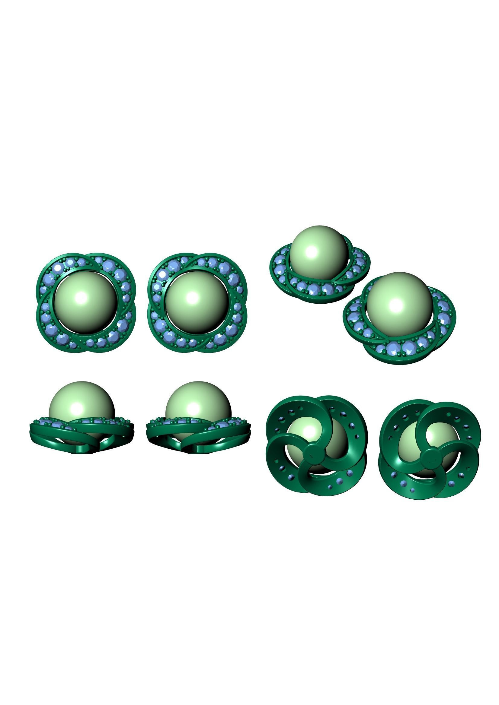 pearl earrings 3D print model_4