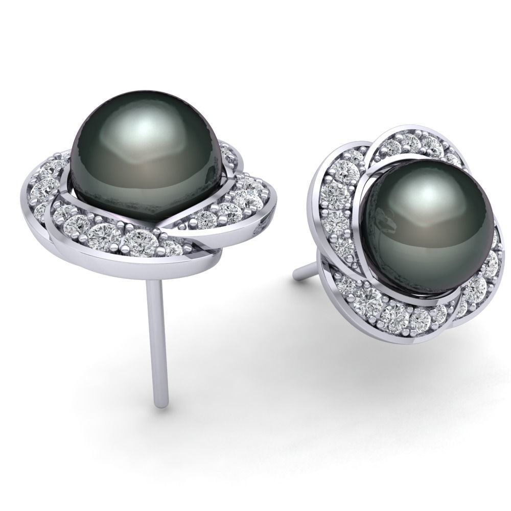 pearl earrings 3D print model_2