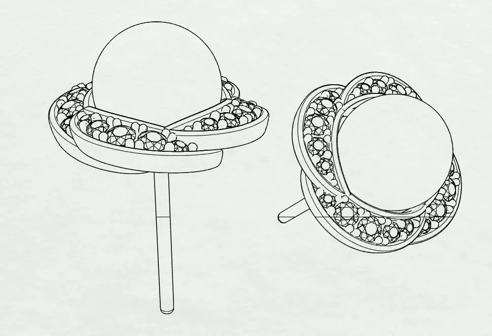 pearl earrings 3D print model_0