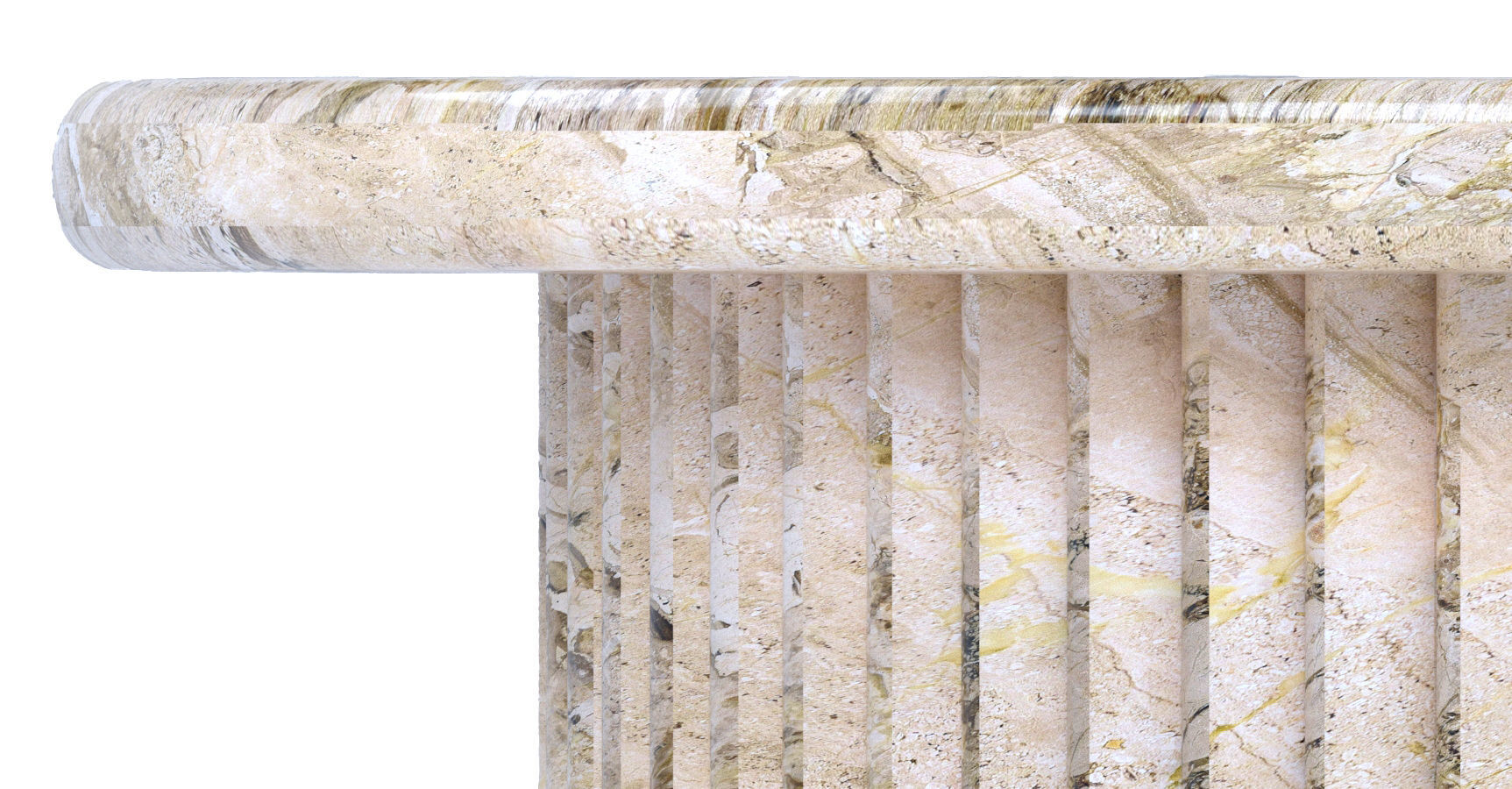 Round Beige Marble Dining Table Free 3D model_3