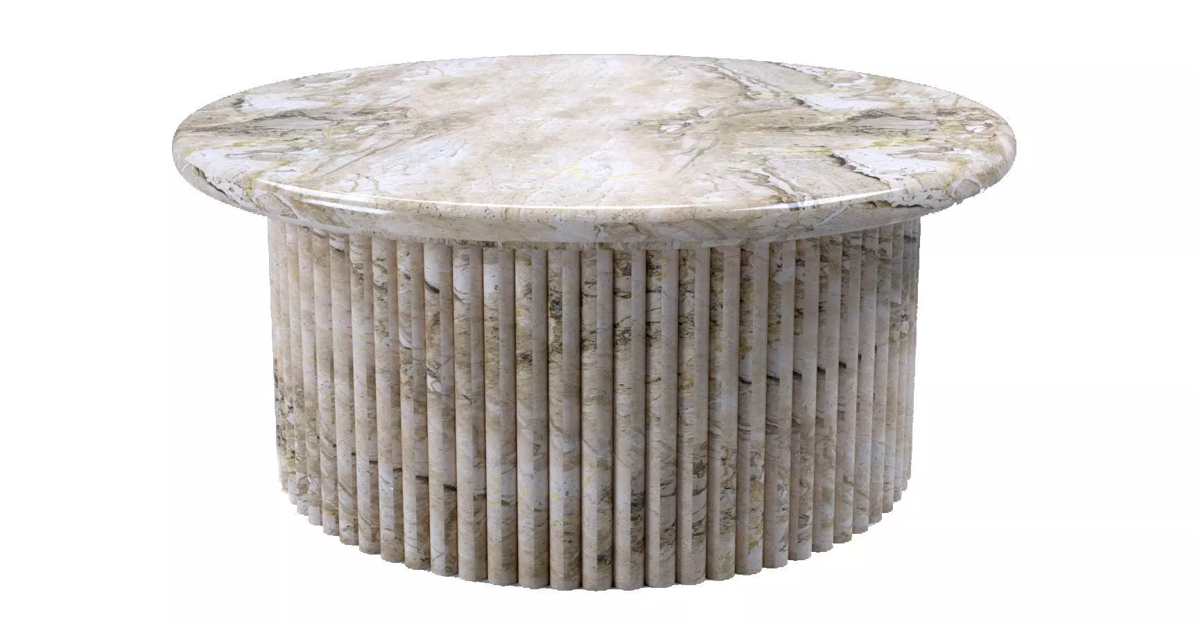 Round Beige Marble Dining Table Free 3D model_0