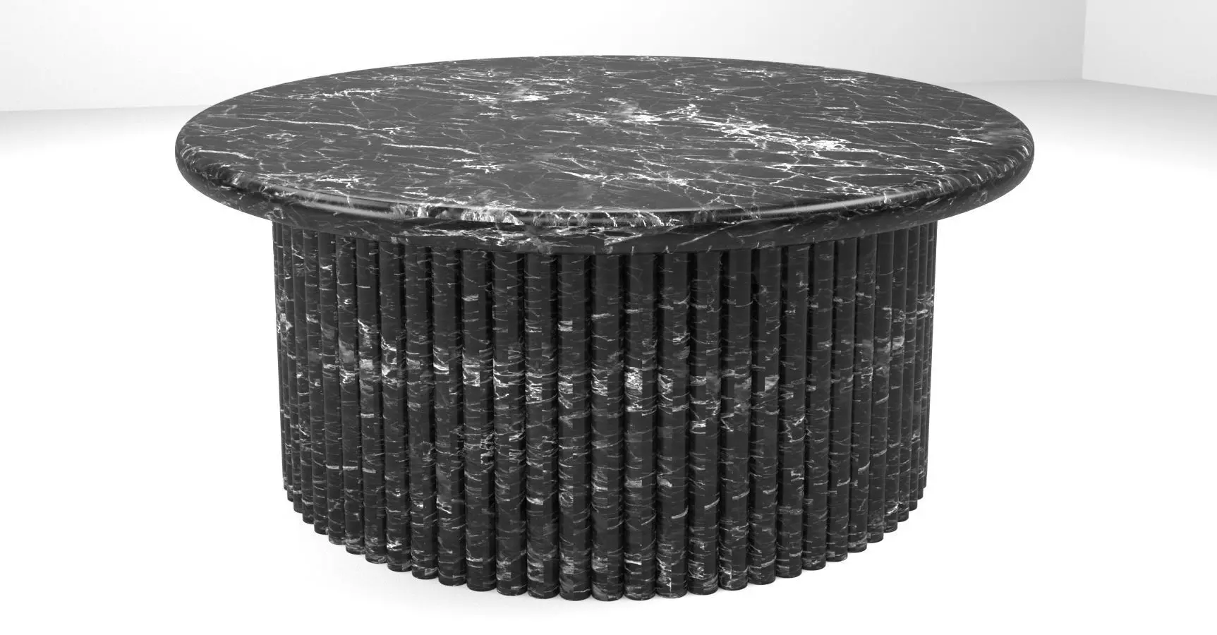 Round Black and White Marble Dining Table Free 3D model