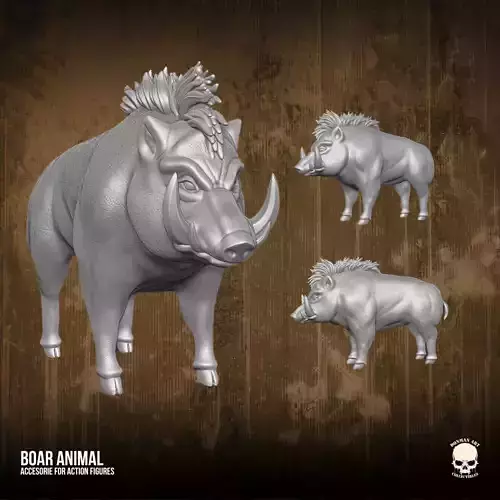Boar Animal 3D printable File for action figures 3D print model