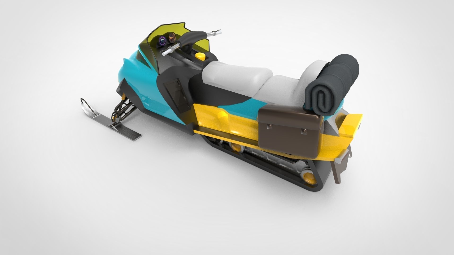 snowmobile Low-poly 3D model_4