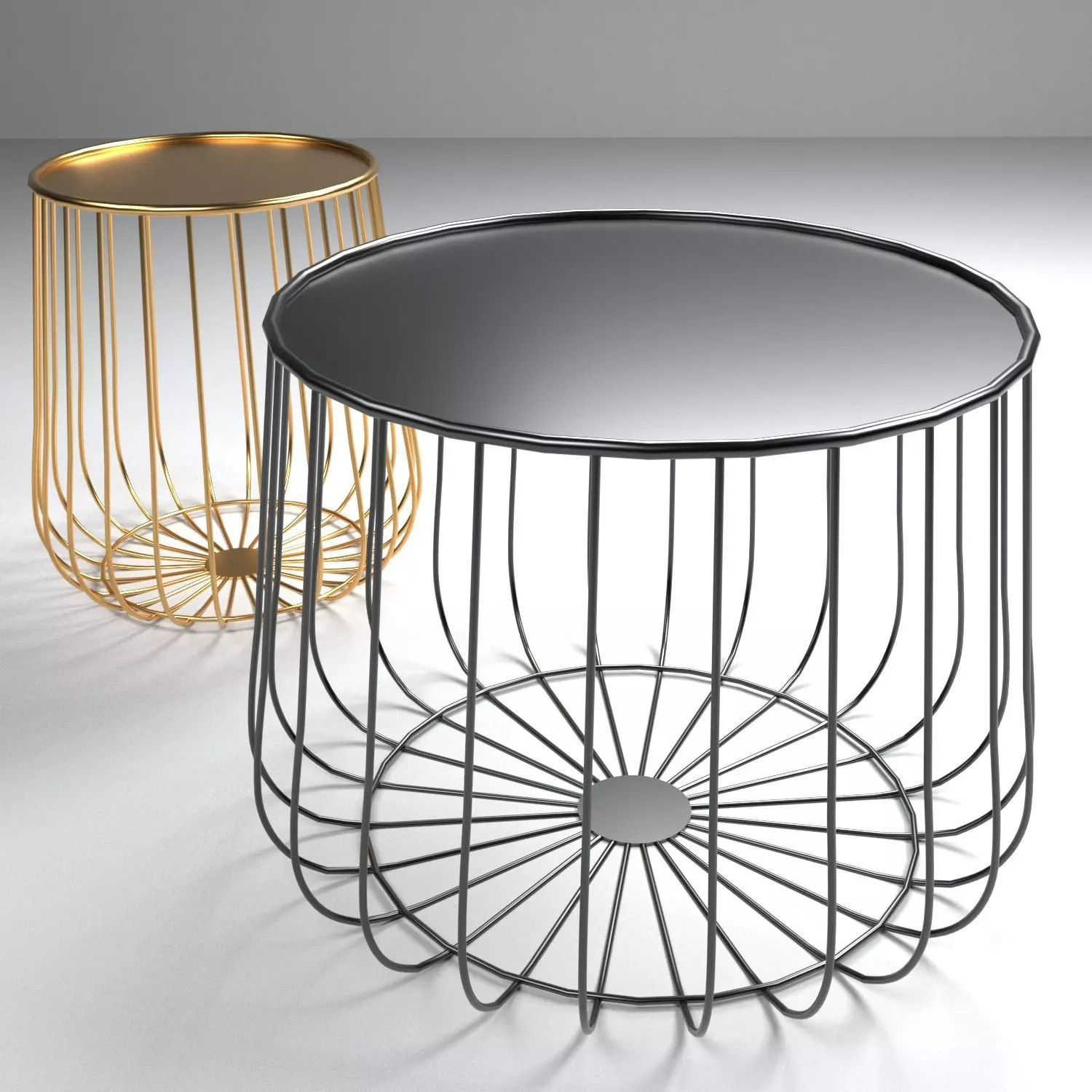 Nordic Gold and Black Wire Coffee Table Free 3D model