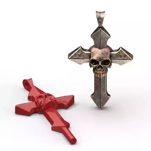 Arrow-shaped Cross with Skull STL 3D print model