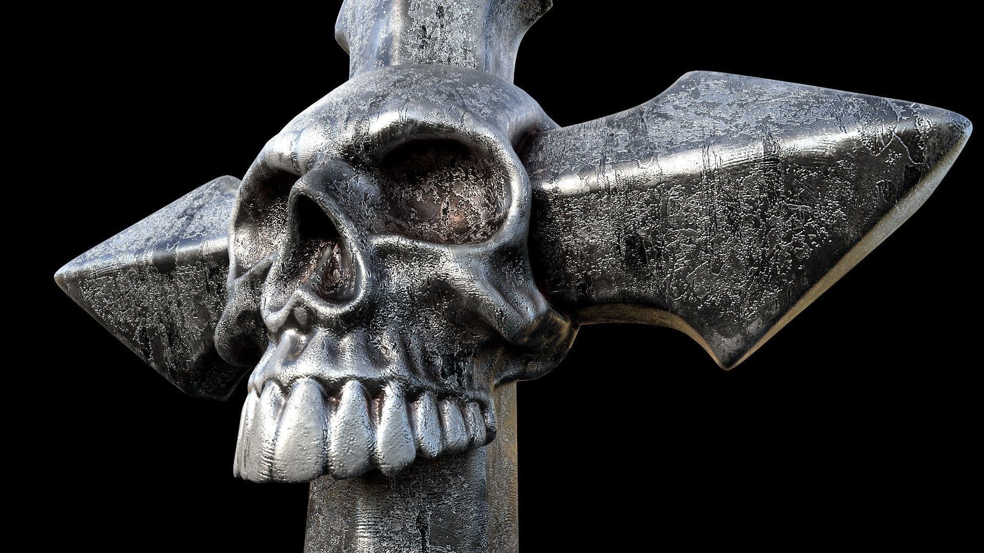 Arrow-shaped Crosses with Skull 3D Model Collection_17