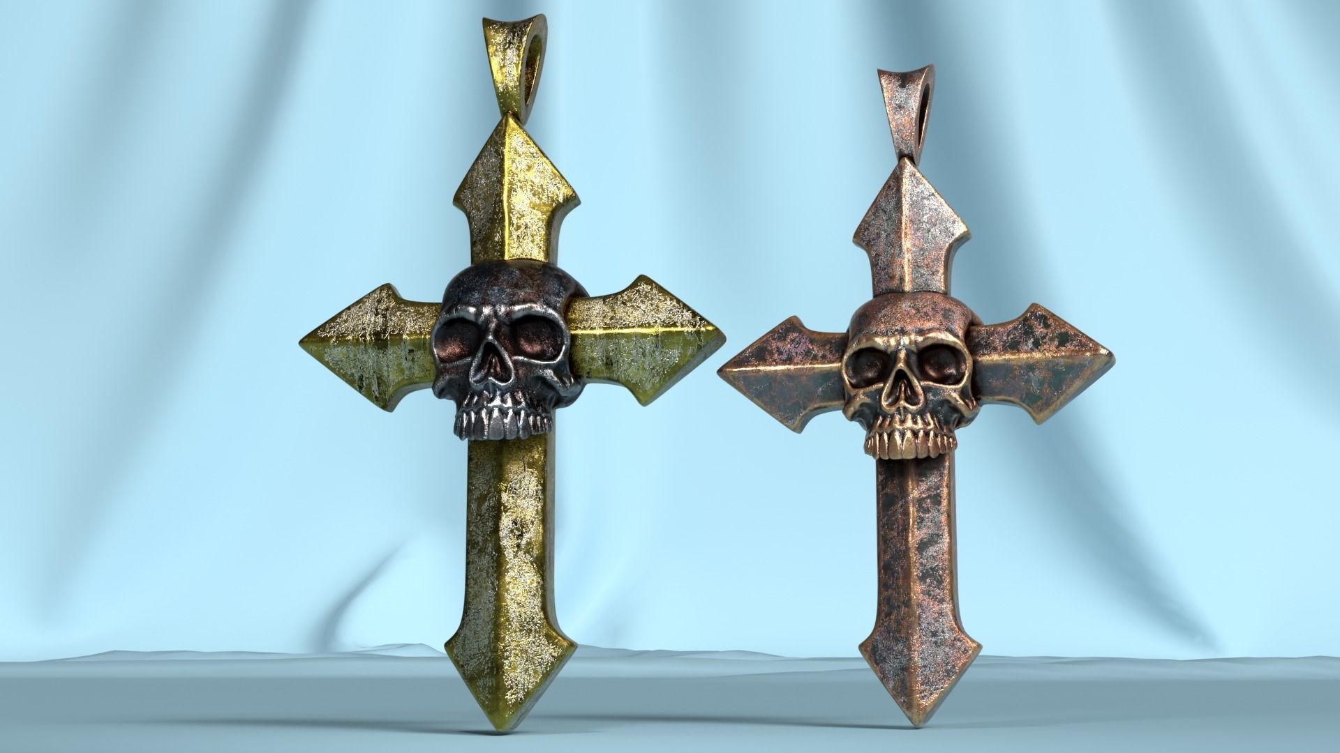 Arrow-shaped Crosses with Skull 3D Model Collection_33