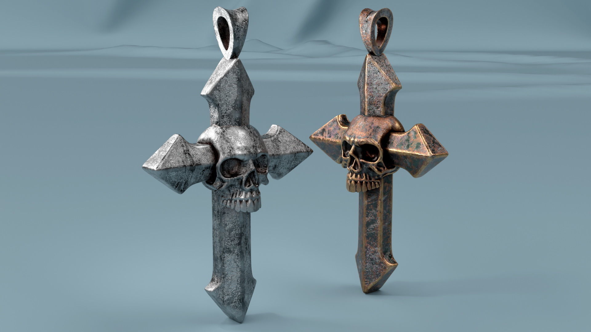 Arrow-shaped Crosses with Skull 3D Model Collection_6