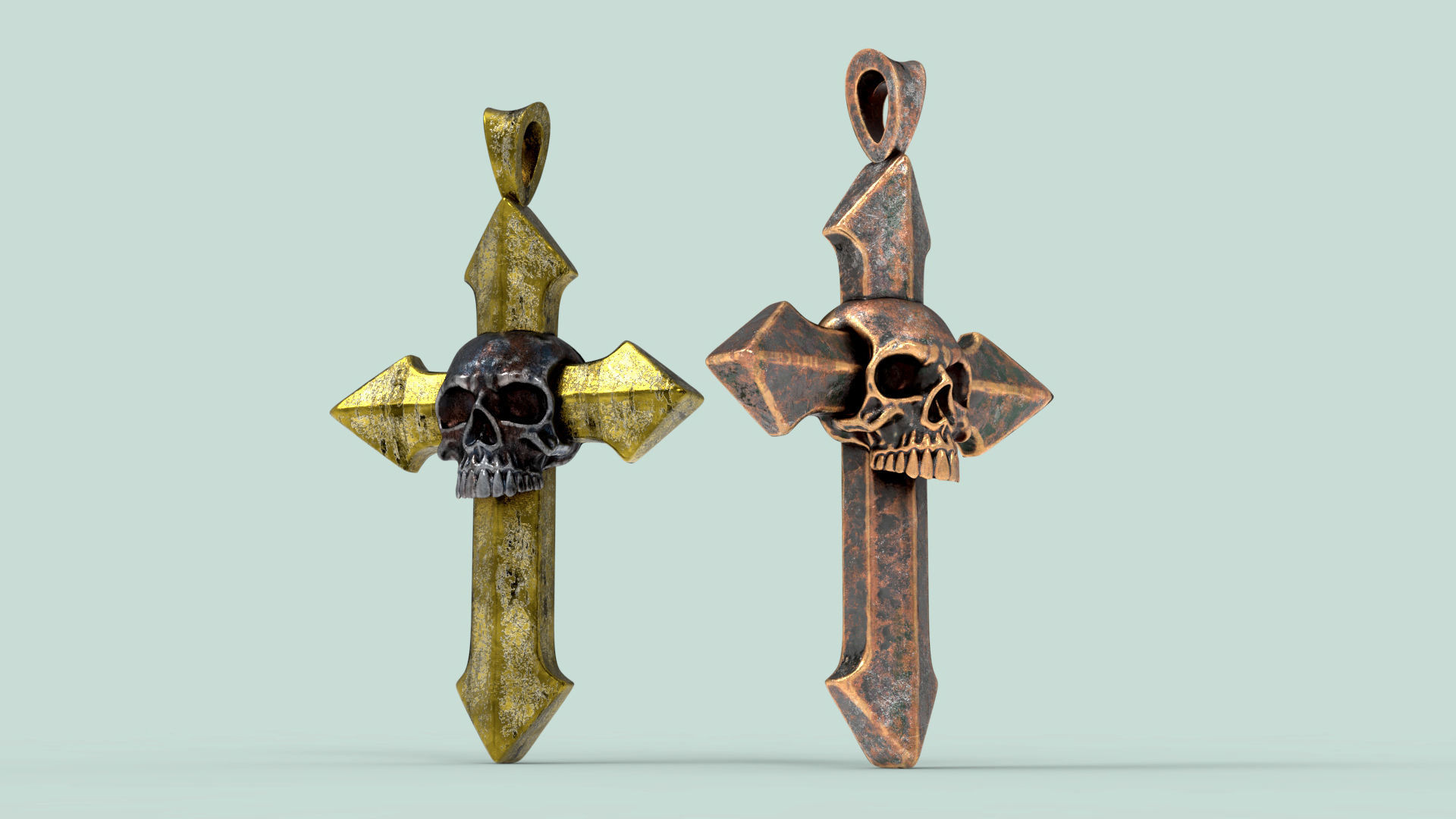 Arrow-shaped Crosses with Skull 3D Model Collection_18
