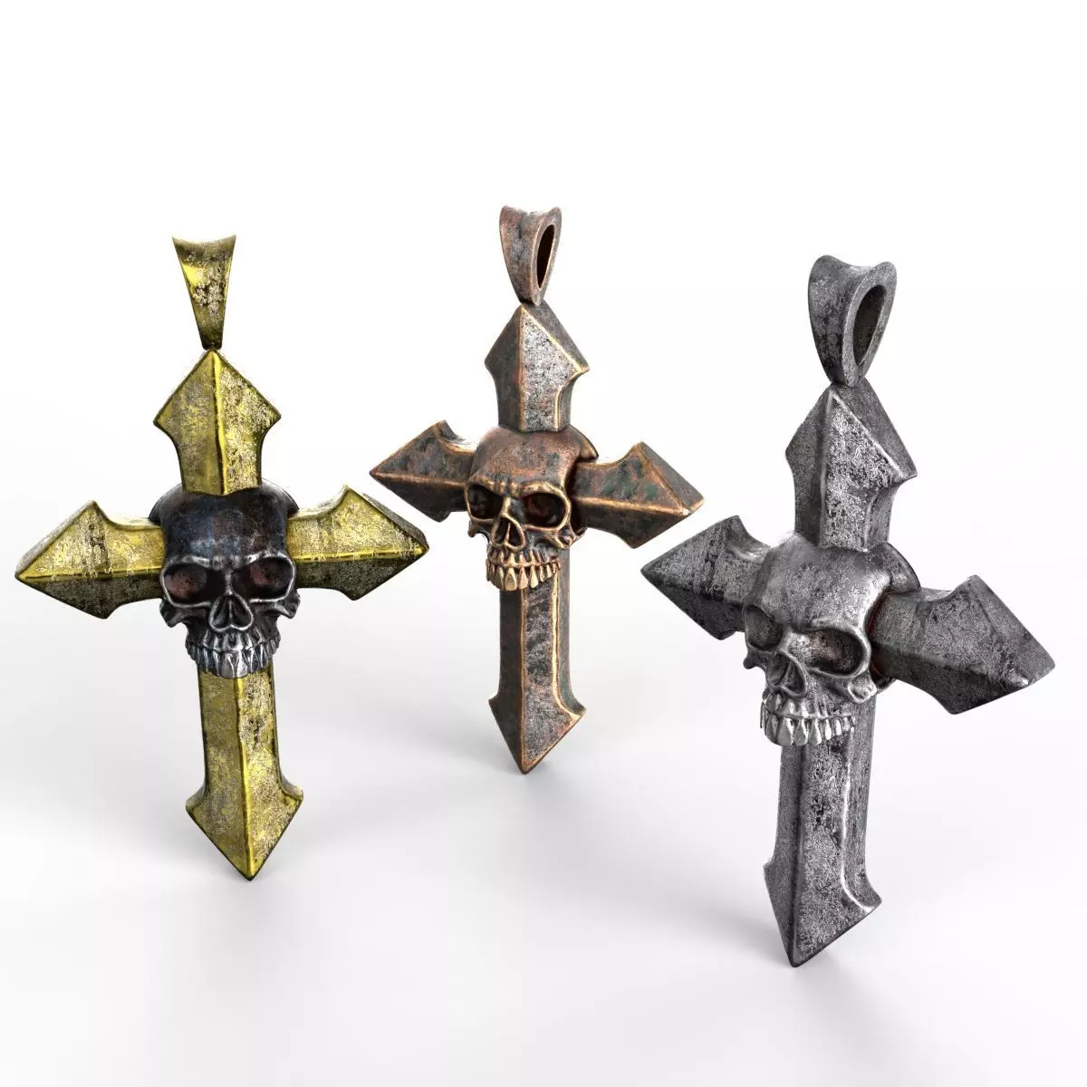 Arrow-shaped Crosses with Skull 3D Model Collection_0