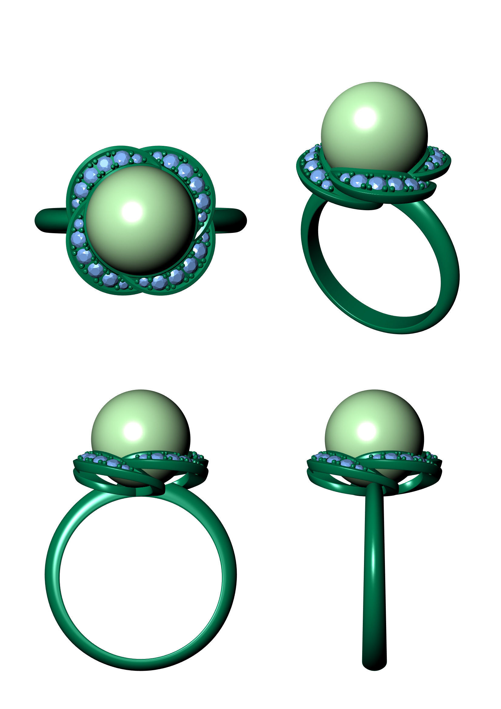 Pearl ring 3D print model_4