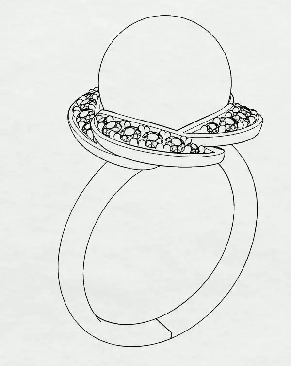 Pearl ring 3D print model_0