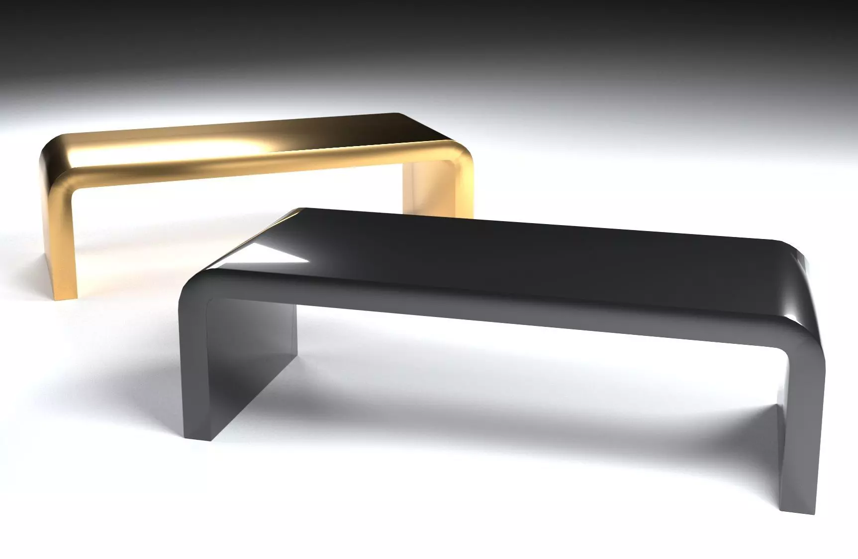 Curved Gold and Black High Shine Coffee Table Free 3D model