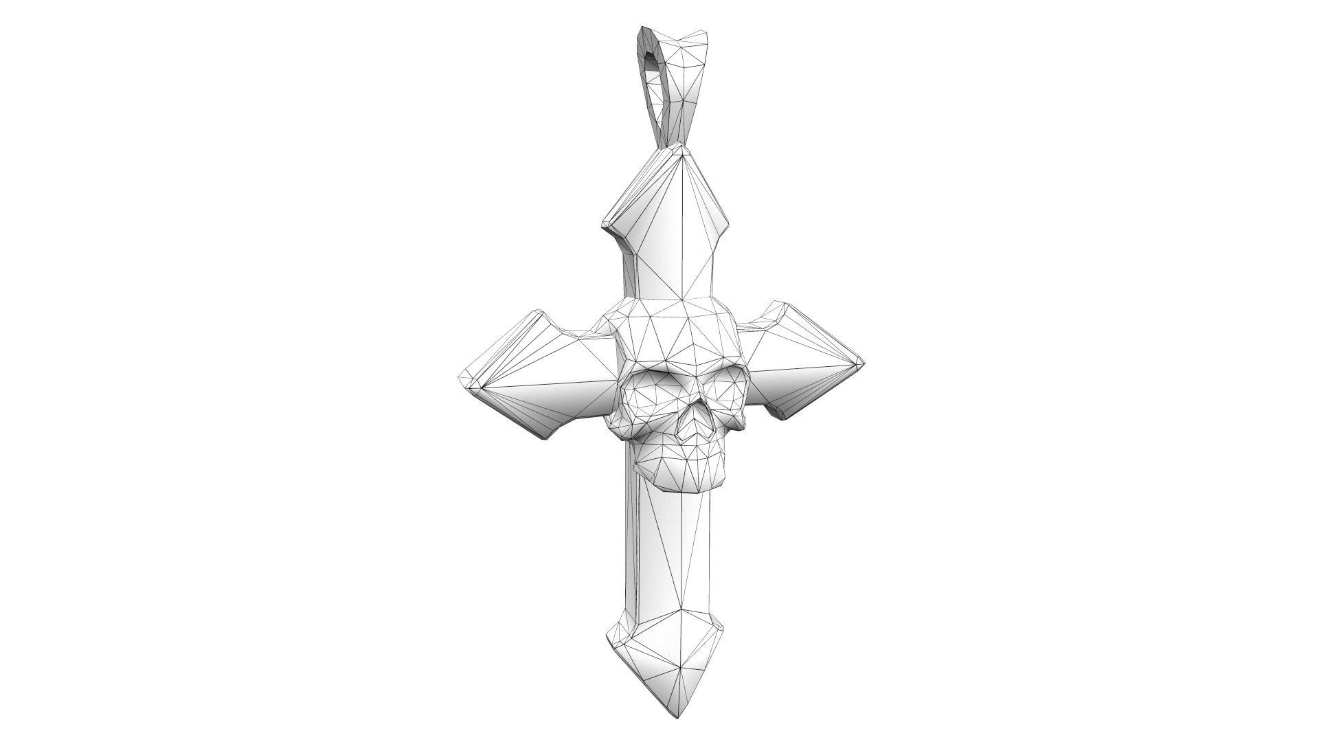 Low-poly Game Ready Arrow-shaped Skull Cross Low-poly 3D model_2