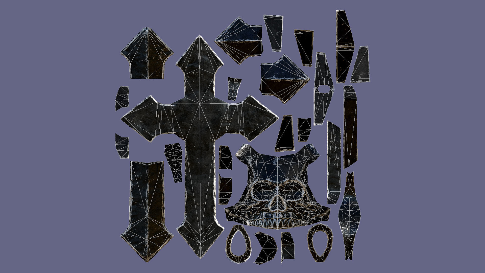 Low-poly Game Ready Arrow-shaped Skull Cross Low-poly 3D model_23