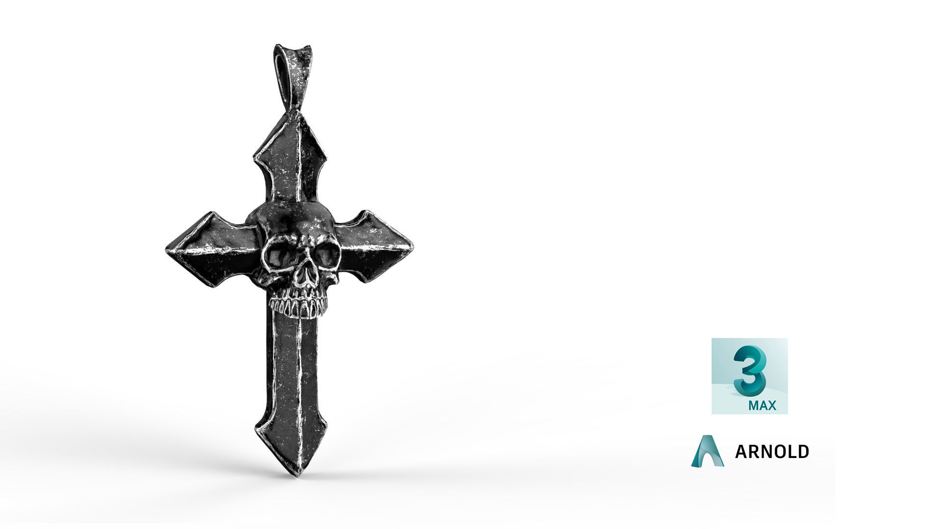 Low-poly Game Ready Arrow-shaped Skull Cross Low-poly 3D model_10