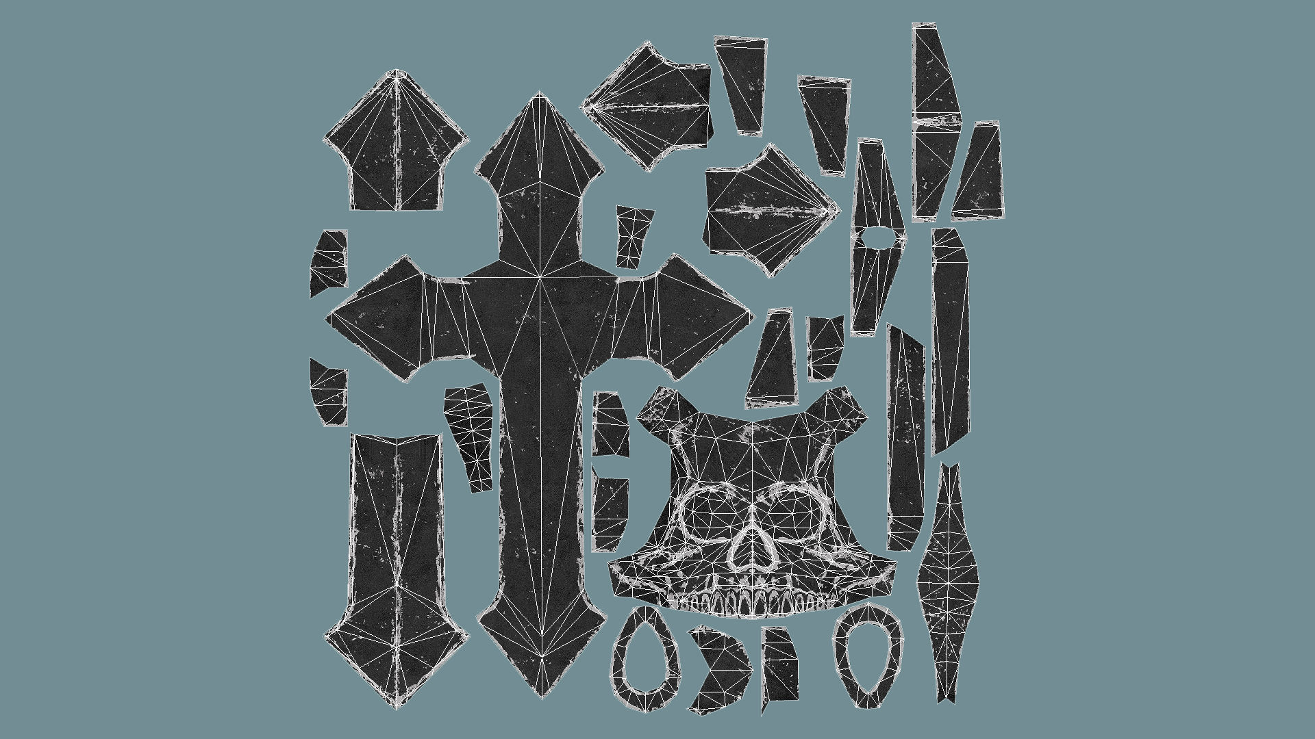 Low-poly Game Ready Arrow-shaped Skull Cross Low-poly 3D model_8