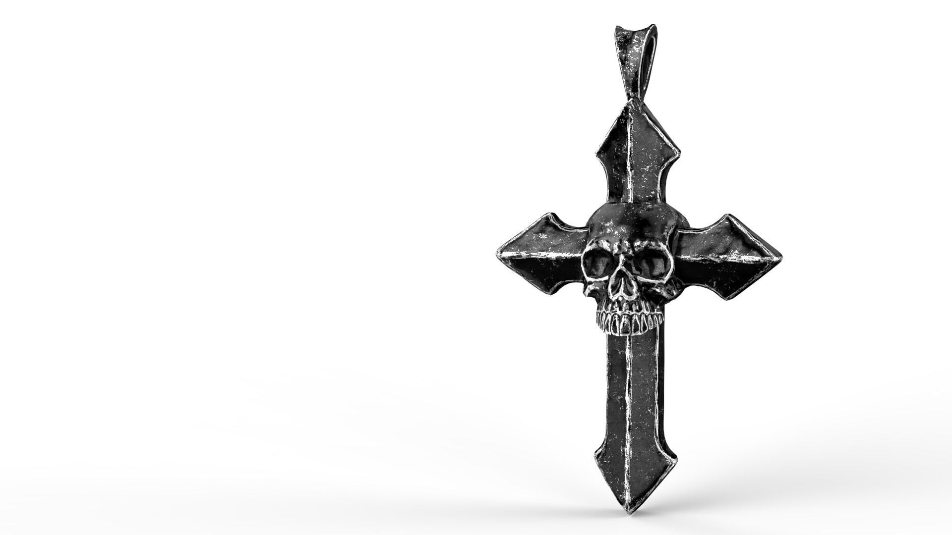 Low-poly Game Ready Arrow-shaped Skull Cross Low-poly 3D model_1