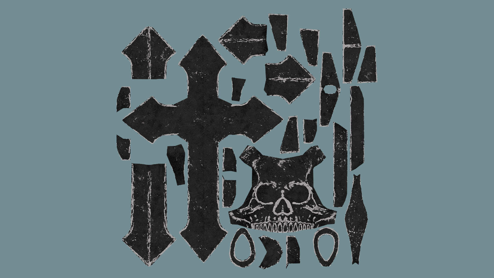 Low-poly Game Ready Arrow-shaped Skull Cross Low-poly 3D model_17