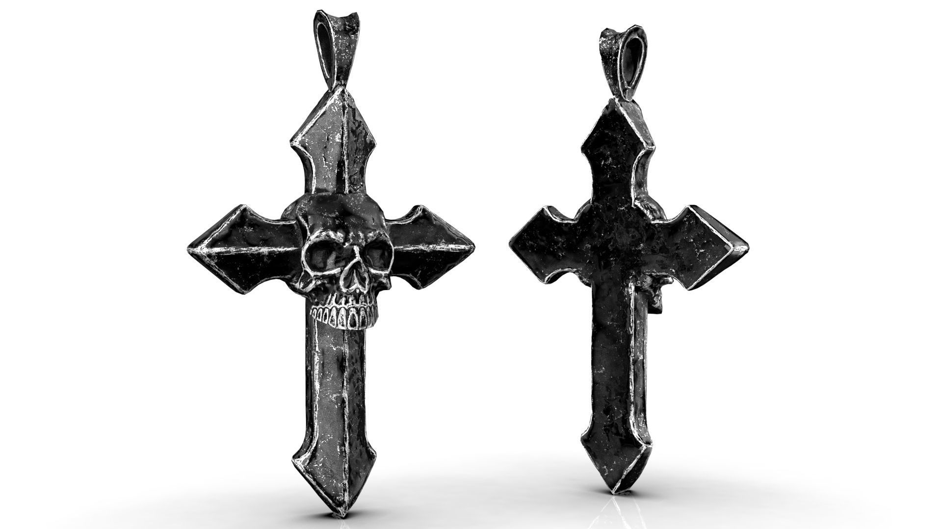 Low-poly Game Ready Arrow-shaped Skull Cross Low-poly 3D model_13