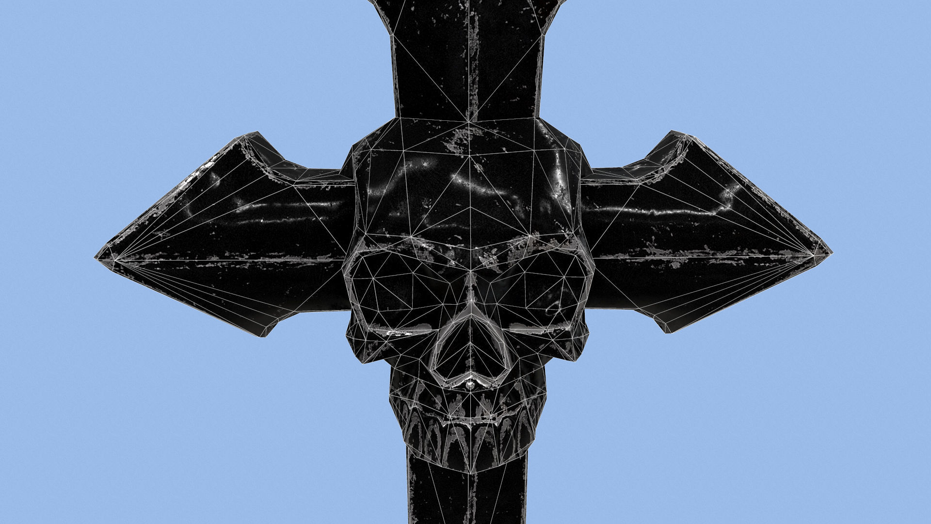 Low-poly Game Ready Arrow-shaped Skull Cross Low-poly 3D model_9