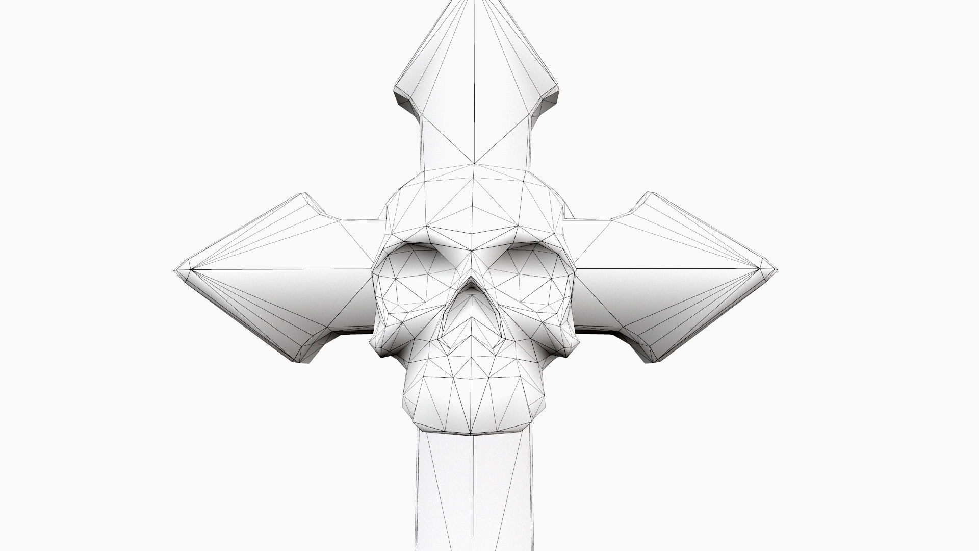 Low-poly Game Ready Arrow-shaped Skull Cross Low-poly 3D model_5