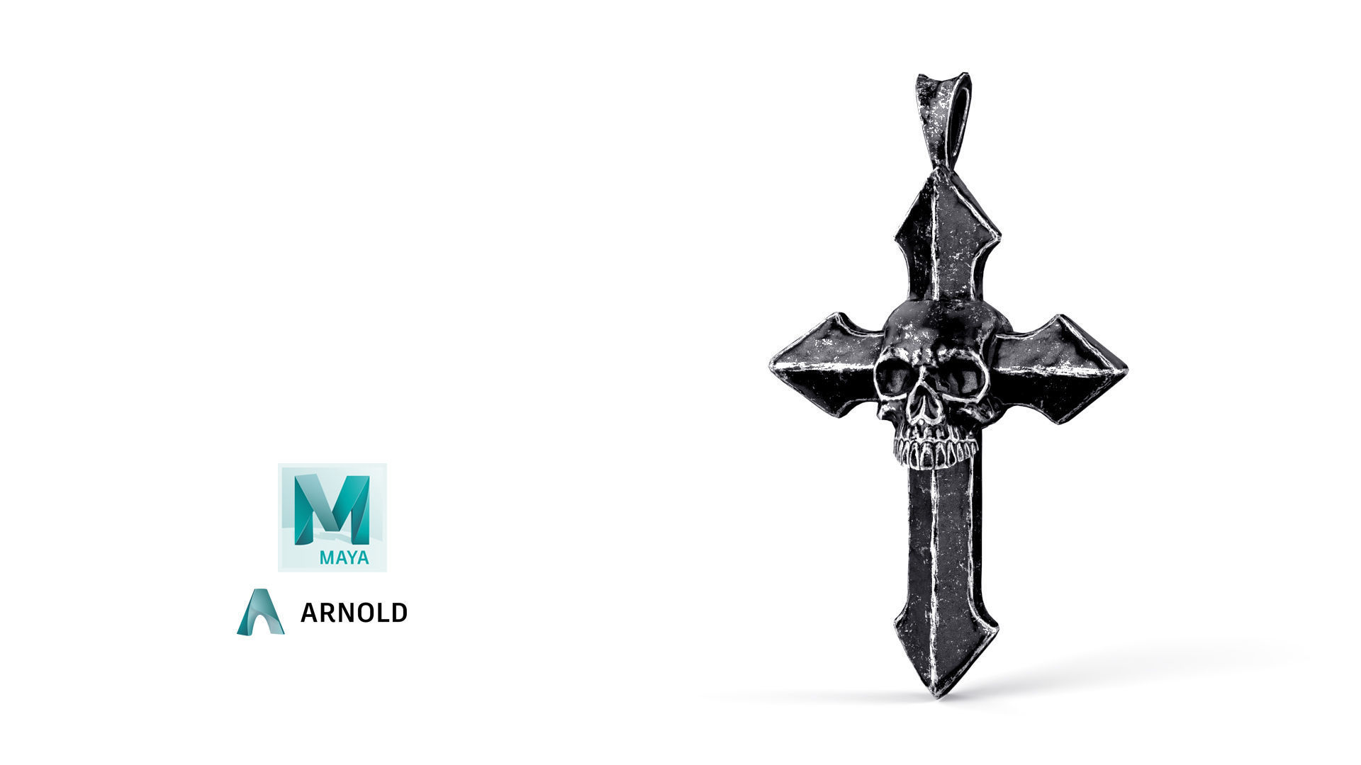 Low-poly Game Ready Arrow-shaped Skull Cross Low-poly 3D model_11