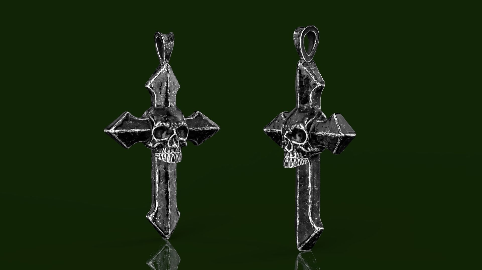 Low-poly Game Ready Arrow-shaped Skull Cross Low-poly 3D model_16
