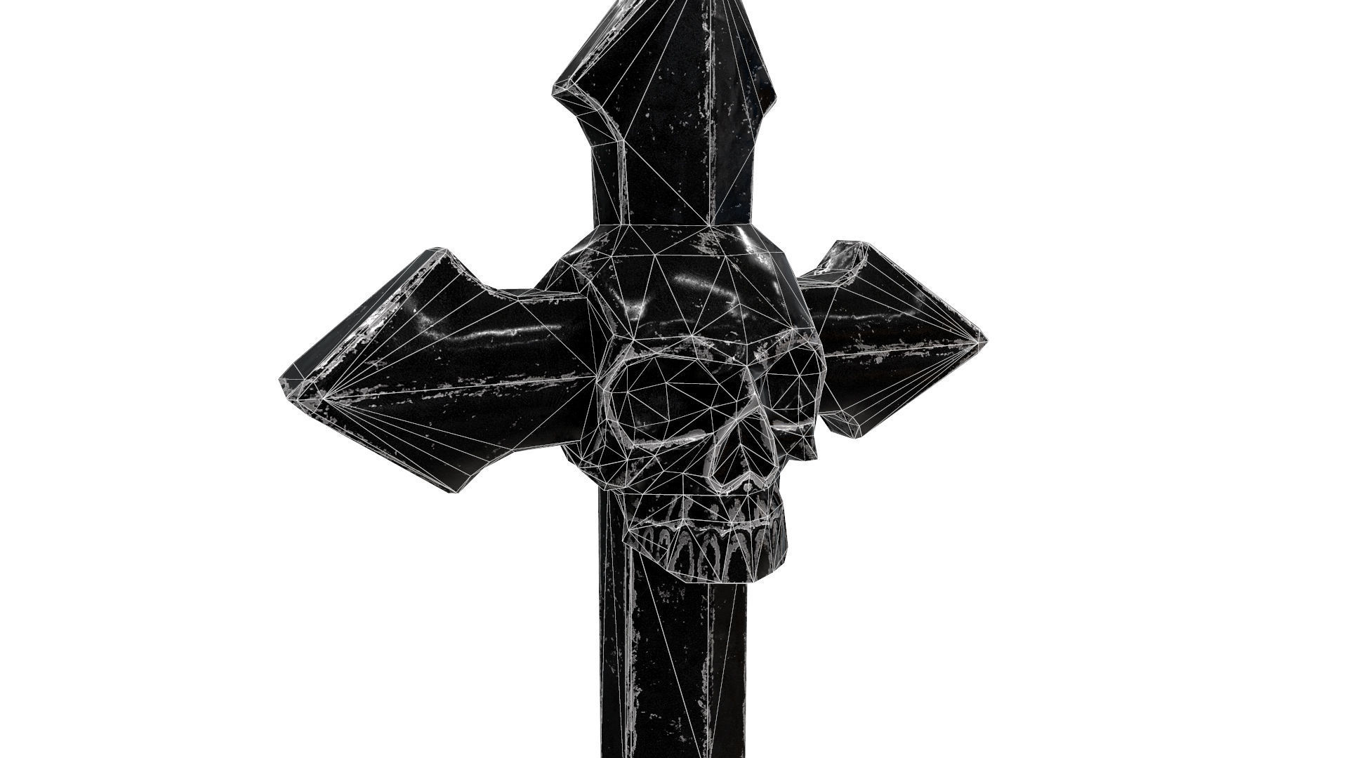Low-poly Game Ready Arrow-shaped Skull Cross Low-poly 3D model_3