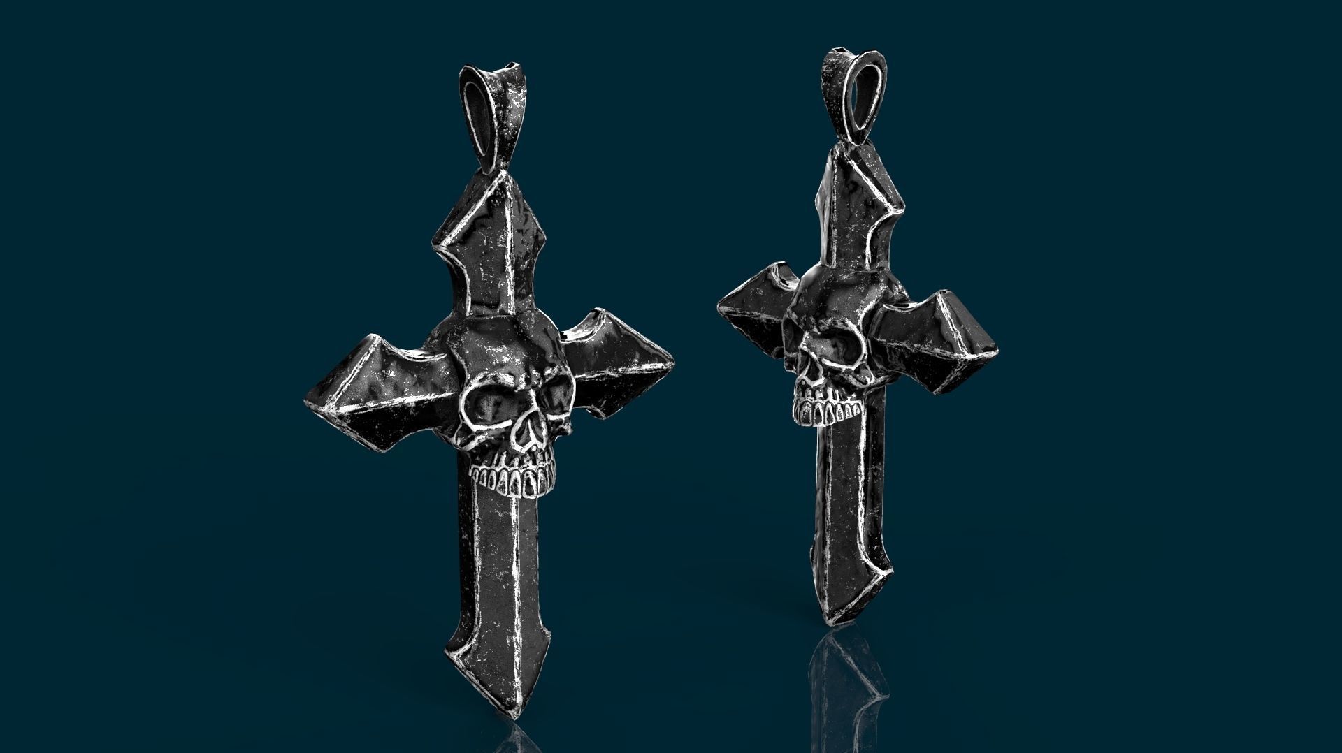 Low-poly Game Ready Arrow-shaped Skull Cross Low-poly 3D model_15
