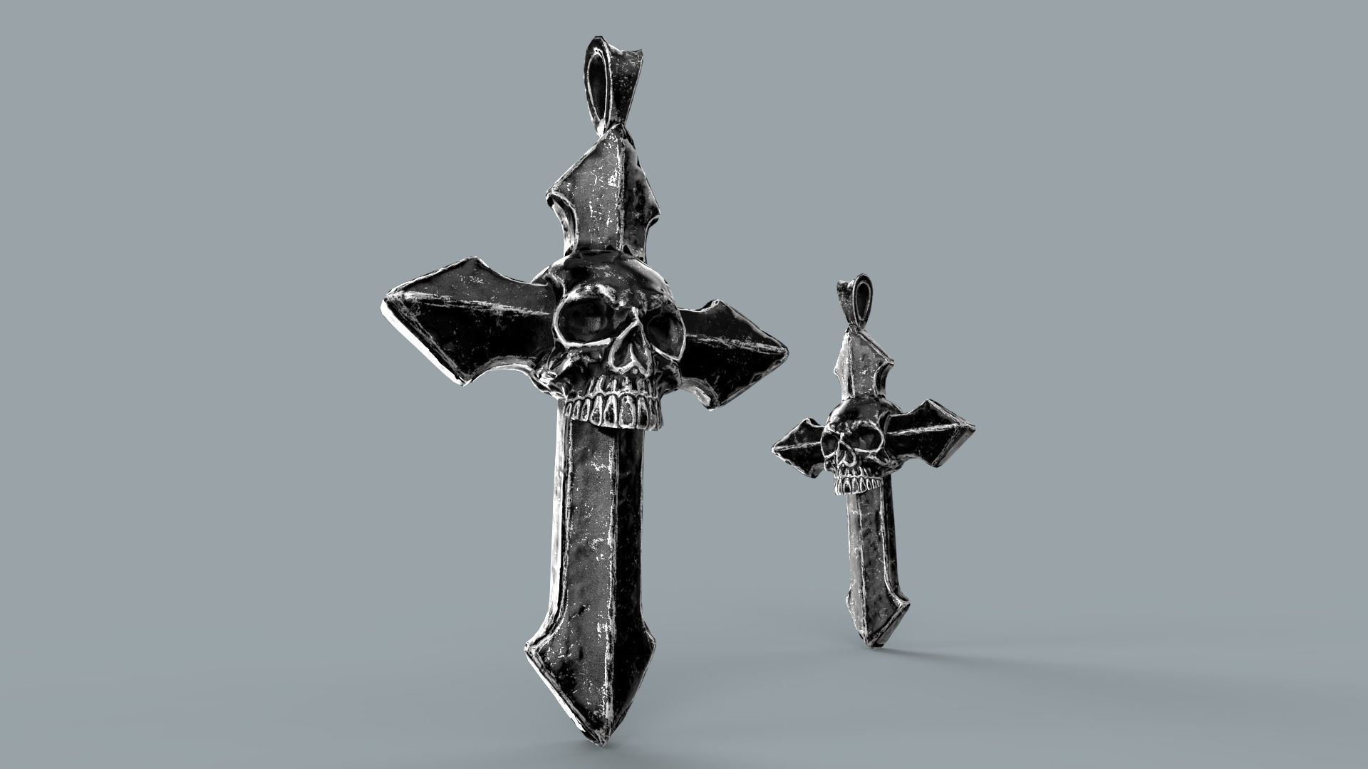 Low-poly Game Ready Arrow-shaped Skull Cross Low-poly 3D model_24