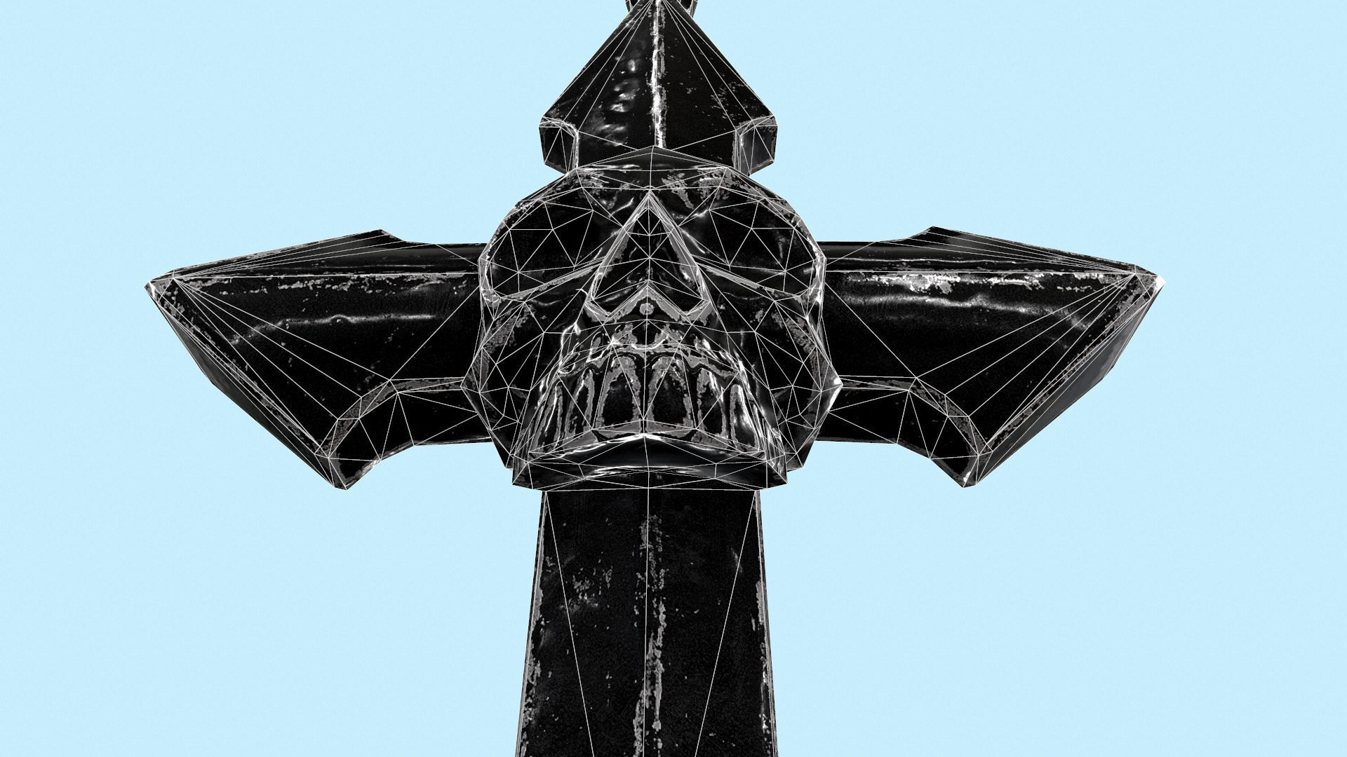 Low-poly Game Ready Arrow-shaped Skull Cross Low-poly 3D model_12