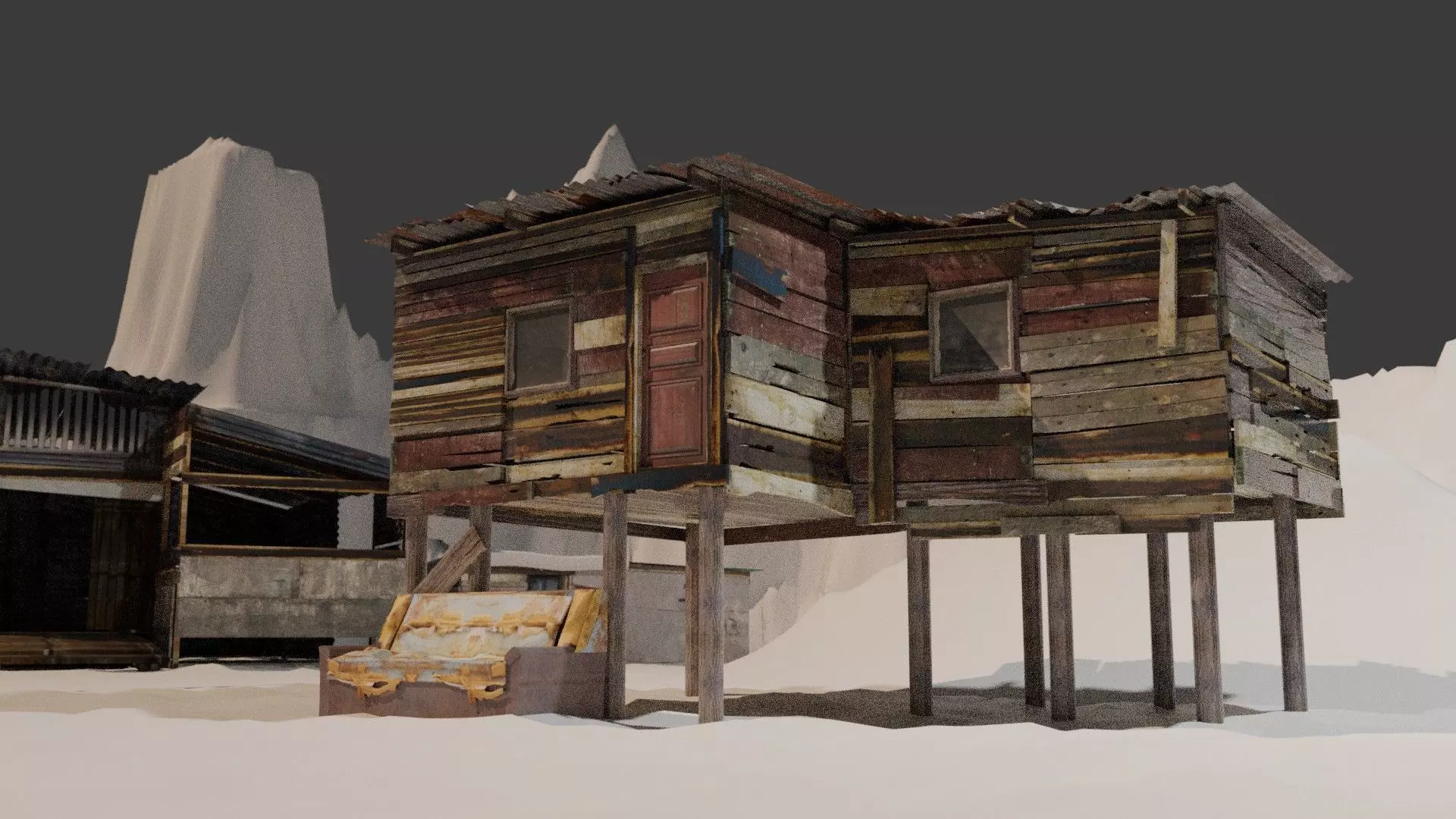 Shanty slum house for games and scenes Low-poly 3D model